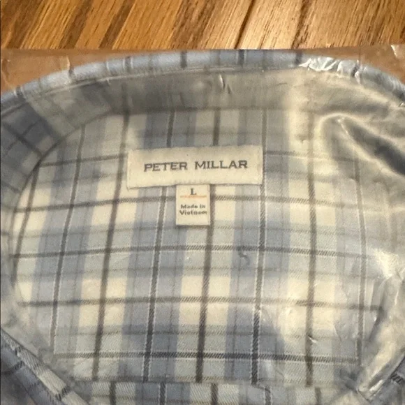NWT Peter Millar Light Blue plaid button long sleeve shirt - Picture 2 of 3